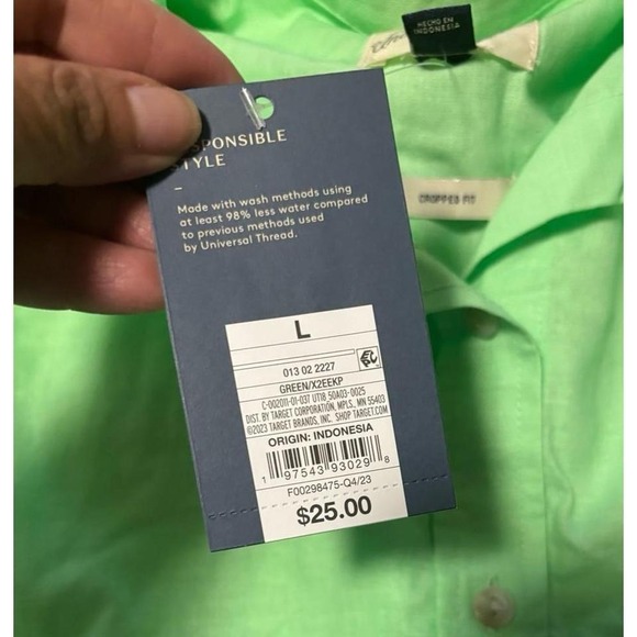 NWT Universal Thread cropped linen blend button down size large - Picture 6 of 8